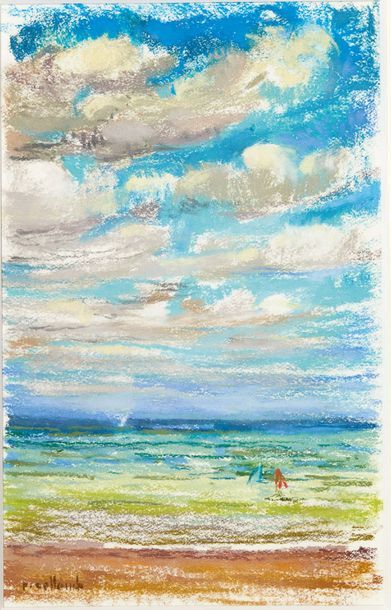 PAUL COLLOMB (1921-2010) 
Le bord de mer
Pastel sur papier.
Signé en bas à gauche.
H_39...