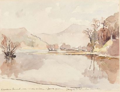 JACQUES-EMILE BLOT (1885-1960) 
Le lac Chambon
Encre sur papier.
Signée, datée, titrée...