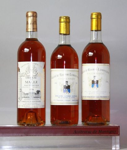 null LOT DE 3 BOUTEILLES VINS LIQUOREUX DE BORDEAUX - SAUTERNES 2 bouteilles CHÂTEAU...
