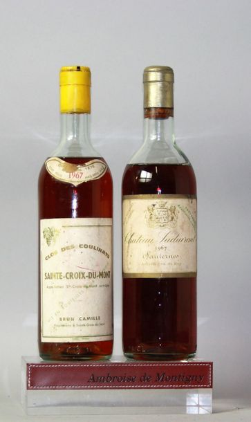 null LOT DE 2 BOUTEILLES VINS LIQUOREUX DE BORDEAUX DE 1967: 1 bouteille CHÂTEAU...
