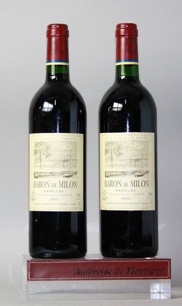 null 2 BOUTEILLES CHÂTEAU BARON DE MILON - PAUILLAC 1995
Etiquette légèrement tachée.
Label...