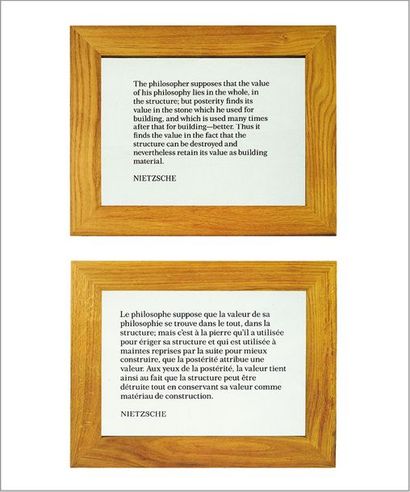 Joseph Kosuth (né en 1945) Ex-Libris, 1991
Sérigraphie sur verre trempé, encadrement...