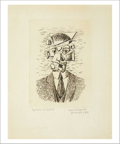 René MAGRITTE (1898-1967) Sans titre, planche III de la série «Aube à l'antipode»,...