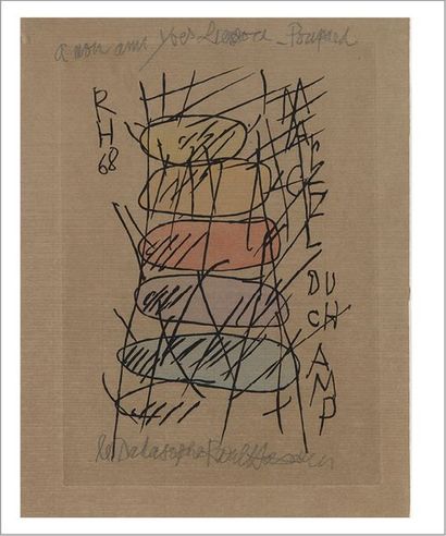 Marcel DUCHAMP (1887-1968) Raoul Hausmann - Hommage à Marcel Duchamp, 1968
Lithographie,...