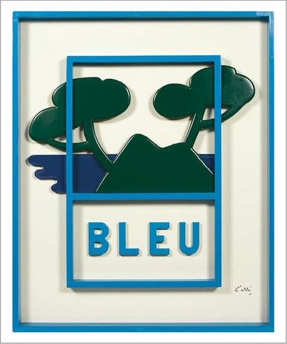 CLAUDE GILLI (1938-2015) Panneau de signalisation bleu, 2006
Bois peint.
Signé en...