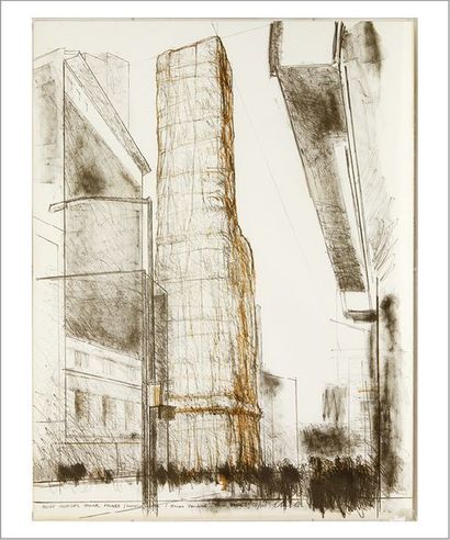 CHRISTO AND JEANNE-CLAUDE Allied chemical tower packed (project for Time Square New...