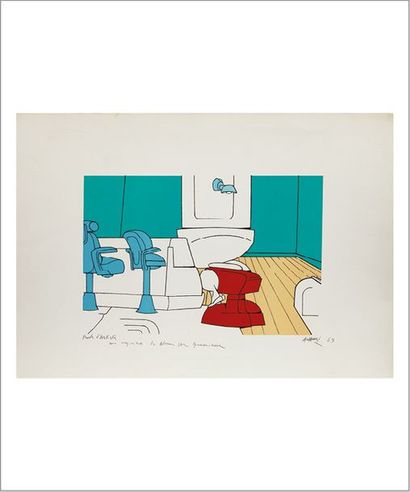 Valerio ADAMI (Né en 1935) Intérieur du coiffeur, 1969
Lithographie. Epreuve d'artiste.
H_49,5...