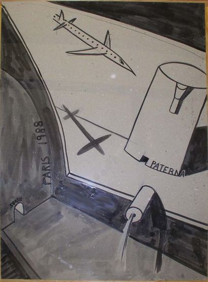 MIGUEL NAVARRO (NÉ EN 1945) Dibujo/série metro IX, 1988
Technique mixte sur papier.
Signée...
