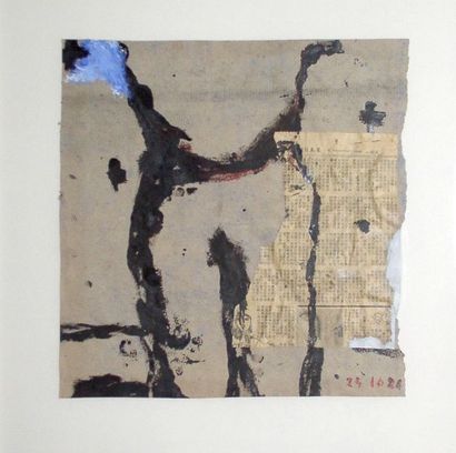 Jean-Charles BLAIS Sans Titre, 1986
Gouache, craie grasse, collage sur papier.
H_36,5...