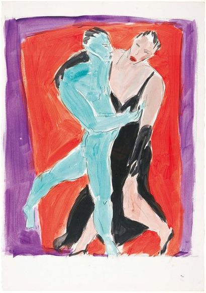 Jacqueline GAINON (née en 1951) Tango, 1984-85
Aquarelle et acrylique sur papier.
Signé...