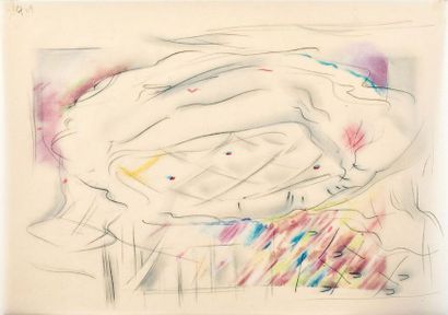 GUY IBANES (NÉ EN 1951) Sans titre, 1979
Crayon et pastel sur papier calque.
Signé...