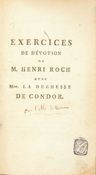 [VOISENON (Claude-Henri de Fusée de)] 
Exercices de dévotion de M. Henri Roch avec...