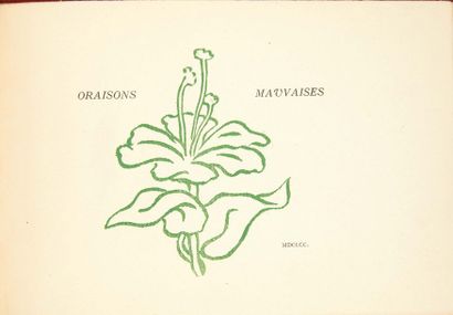 GOURMONT (Rémy de) 
Oraisons mauvaises.
Paris: Mercure de France, 1900. — In-12 oblong,...