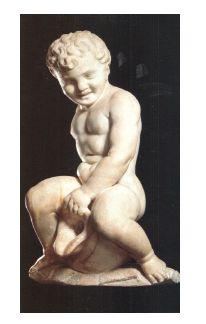 null Enfant au dauphin en marbre sculpté en ronde-bosse, sculpture de fontaine. Accroupi,...