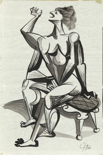 LINDI (1904 - 1991) Nudo femminile
Inchiostro e acquarello su carta
Firmato e datato...