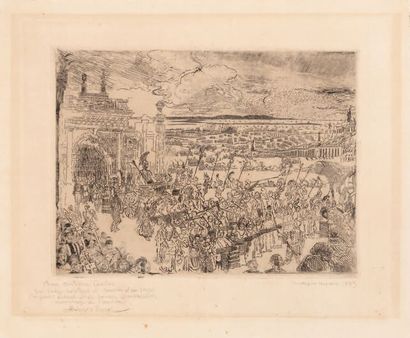 James Ensor (1860-1949) Triomphe romain, 1889
Eau forte sur papier hollande vergé.
Titrée...