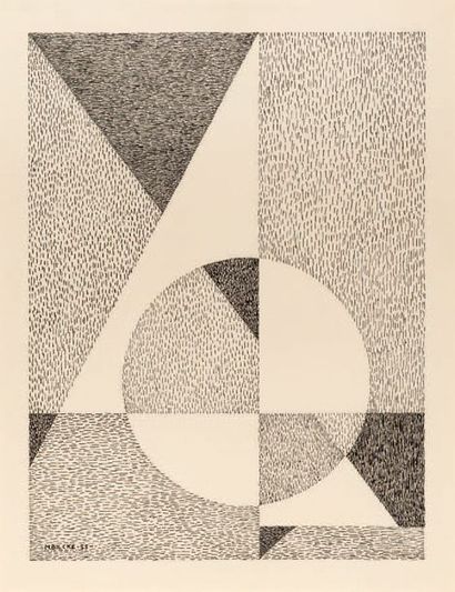 Maurits BILCKE (1913-1993) Composition, 1955
Encre sur papier.
Signé et daté en bas...