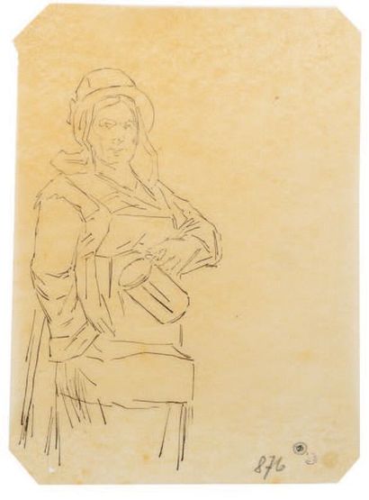 Félicien Rops (1833-1898) Laitière hollandaise
Encre sur papier calque numérotée...