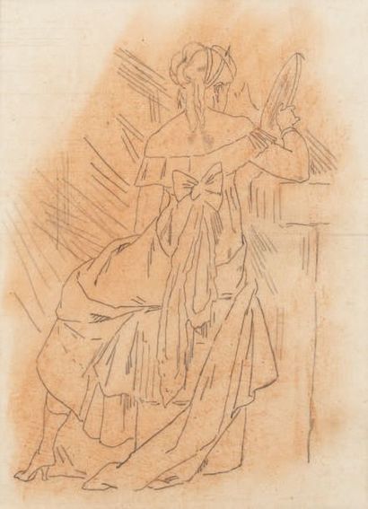 Félicien Rops (1833-1898) Métella
Crayon et sanguine sur papier.
H_20,6 cm L_15 ...