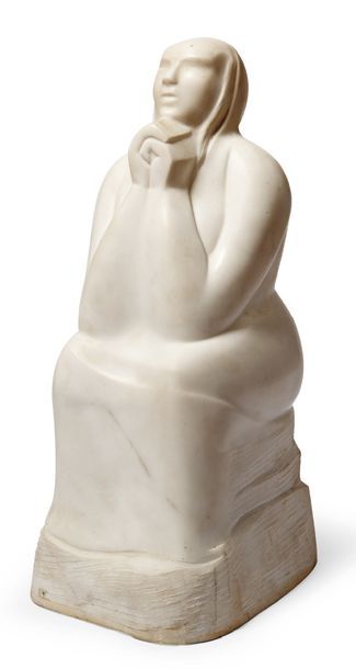 Benoît LUYCKX (NE EN 1955) L'espoir
Sculpture en marbre blanc.
Signée au dos.
H_53...