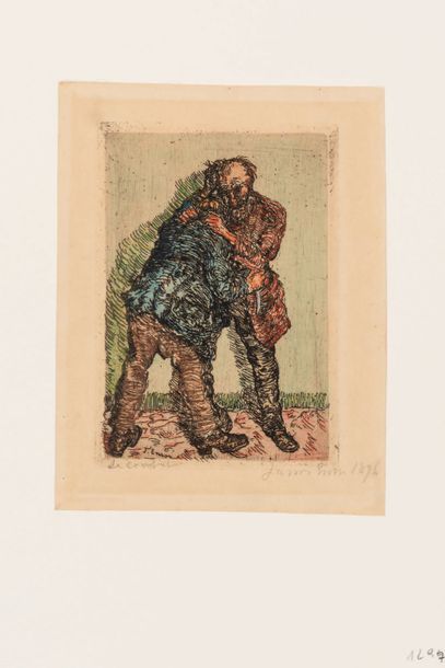 James Ensor (1860-1949) Le combat, 1896
Eau forte aquarellée sur papier simili Japon.
Signée...