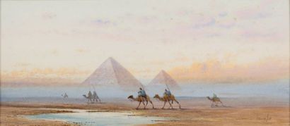 ATTRIBUÉ À AVA HEDVIG GUSTAVIA LAGERCRANTZ (1862-1938) Vue des pyramides
Aquarelle...