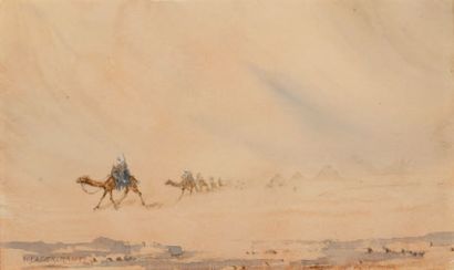 AVA HEDVIG GUSTAVIA LAGERCRANTZ (1862-1938) Caravane dans le désert du Caire
Aquarelle...