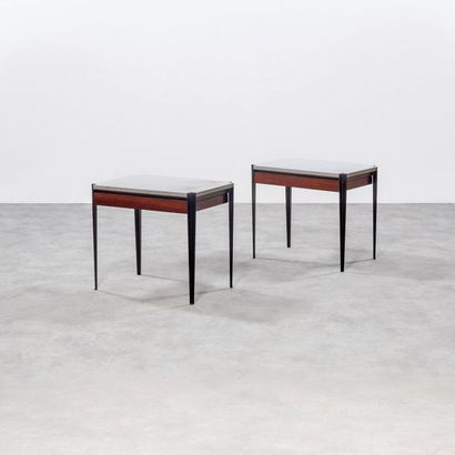 Osvaldo BORSANI (1911-1985) Paire de tables d'appoint modèle «P68»
Métal, palissandre...