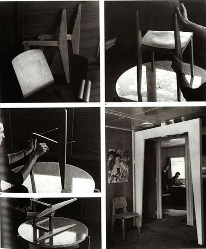 Jean PROUVÉ (1901-1984) Rare et importante chaise «CB 22» démontable modèle «301»
Chêne...