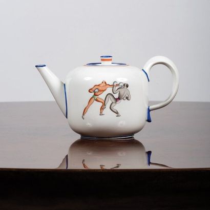 Gio PONTI (1891-1979) Théière issue de la série «Gli Sport»
Porcelaine polychrome
Marqué...