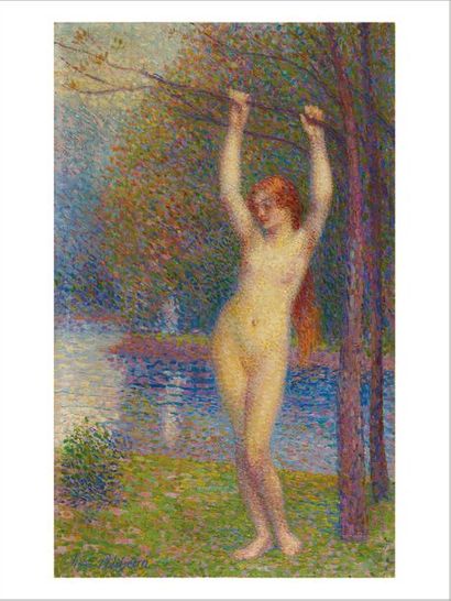 Hippolyte PETITJEAN (1854-1929) Baigneuse
Huile sur toile.
Signée en bas et à gauche.

Oil...
