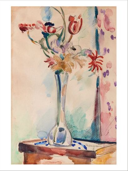Henri MANGUIN (1874-1949) Bouquet de fleurs
Aquarelle sur papier.
Signée en bas à...