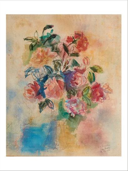 Jean DUFY (1888-1964) Bouquet de rose dans un vase, 21 mai 1925
Aquarelle sur papier.
Signée...