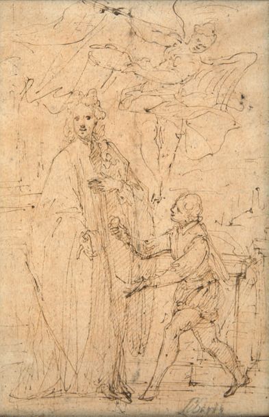 ATTRIBUÉ À GIOVANNI ANTONIO PELLEGRINI (VENISE 1675 - 1741) Recto: Portrait allégorique...