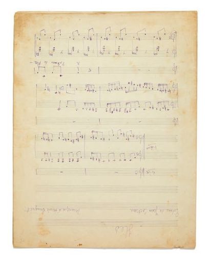 Henri SAUGUET (1901-1989) Manuscrit autographe de la mélodie «Iles», une des premières...