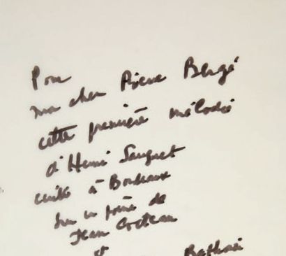 Henri SAUGUET (1901-1989) Manuscrit autographe de la mélodie «Iles», une des premières...