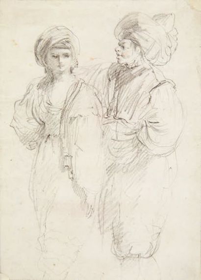 FRANCESCO ZUCCARELLI (Pitigliano 1702 - Florence 1788) Deux personnages à la turque
Pierre...