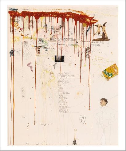 JAKE ET DINOS CHAPMAN 
Excess Energy Expenditure Page, 1996
Crayon, collage, feutre,...