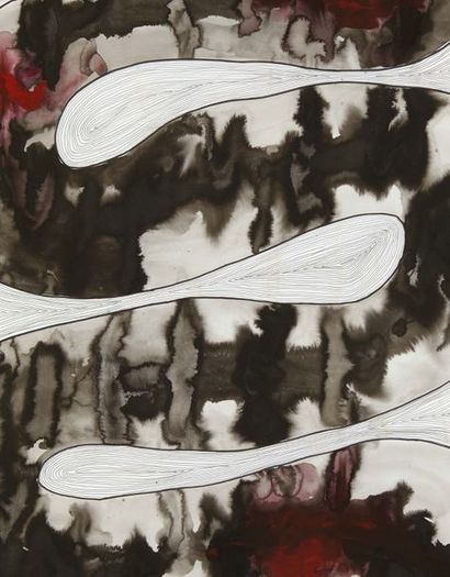 Barthelemy TOGUO (né en 1967) 
Wild cat's dinner, n°8, 2006
Aquarelle sur papier.
Signée...