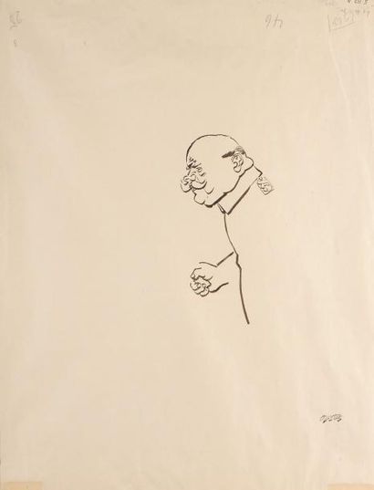 GEORGE GROSZ (1893-1959) Homme debout-profil, 1924. Dessin double face. Crayon sur...