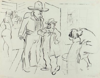GEORGE GROSZ (1893-1959) Burlesk show, 1932 Encre de chine et mine de plomb sur papier....