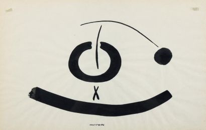 BRUNO MUNARI (1907-1998) Composition Encre de chine sur papier. Signée en bas au...
