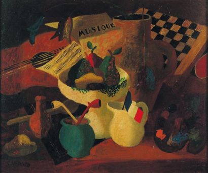 CLAUDE VENARD (1913-1999) Nature morte, circa 1940 Huile sur toile. Signée en bas...