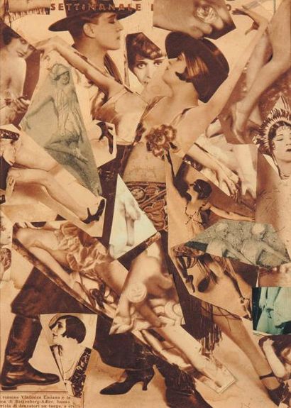 GELINDO FURLAN (1907-1994) Settimanale, 1938 Collage sur papier. H_21 cm L_29 cm...