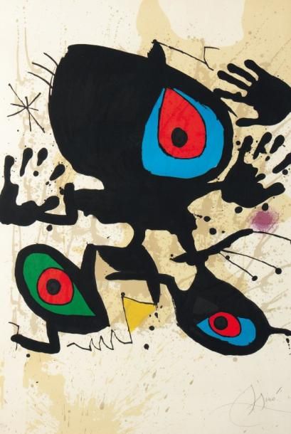 JOAN MIRÒ (1893-1983) Hommage à Mirò, 1973 Lithographie en couleurs. Signée et numérotée...