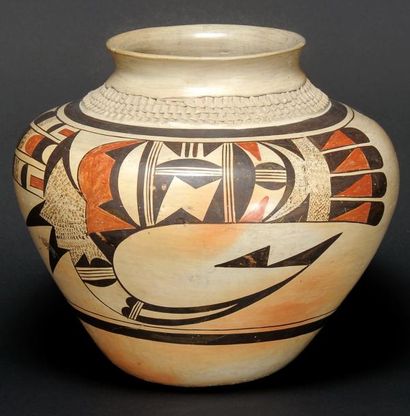 null Grand récipient polychrome, Hopi, Arizona - Céramique. Fin XIXe - début XXe...
