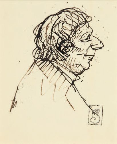 THÉOPHILE-ALEXANDRE STEINLEN Portrait d'homme de profil
Dessin à la plume, porte...