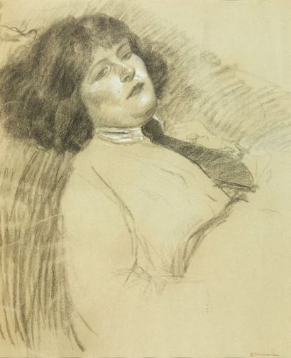 THÉOPHILE-ALEXANDRE STEINLEN Colette, fille de l'artiste, en 1908
Dessin au fusain...