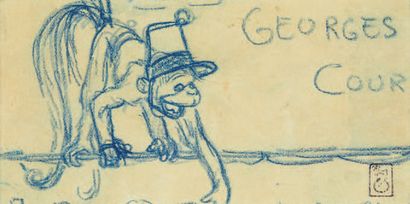 THÉOPHILE-ALEXANDRE STEINLEN Georges Cour...
Dessin au crayon bleu, titré, porte...