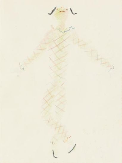 JEAN COCTEAU (1889-1963) Arlequin dansant, 1954 Pastel et crayon sur papier. Signé...